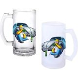 Ghostbastır Design Simpsons Kulplu Bira Bardağı Buzlu Veya Şeffaf Seçenekli 0208 - 1 Adet - 500 ml