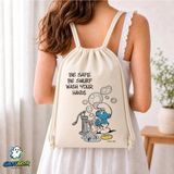 Ghostbastır Design Şirinler Büzgülü Keten Çanta C312 - Bej