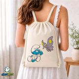 Ghostbastır Design Şirinler Büzgülü Keten Çanta C316 - Bej