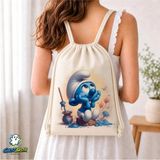 Ghostbastır Design Şirinler Büzgülü Keten Çanta C319 - Bej