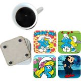 Ghostbastır Design Şirinler Dekoratif Ahşap Bardak Altlığı Seti 079 - 0 - 1 lt