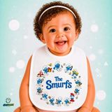 Ghostbastır Design Şirinler Keten Bebek Mama Önlüğü – Yumuşak, Emici, Yıkanabilir, Özel Tasarım P188 - Çok Renkli - 0+ Ay