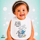Ghostbastır Design Şirinler Keten Bebek Mama Önlüğü – Yumuşak, Emici, Yıkanabilir, Özel Tasarım P189 - Çok Renkli - 0+ Ay