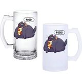 Ghostbastır Design Şişman Kedi Kulplu Bira Bardağı Buzlu Veya Şeffaf Seçenekli 0225 - 1 Adet - 500 ml