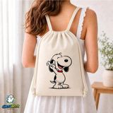 Ghostbastır Design Snoopy Büzgülü Keten Çanta C282 - Bej