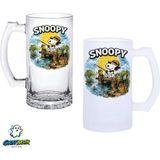 Ghostbastır Design Snoopy Kulplu Bira Bardağı Buzlu Veya Şeffaf Seçenekli 0349 - 500 ml