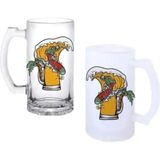Ghostbastır Design Sörf Kulplu Bira Bardağı Buzlu Veya Şeffaf Seçenekli 0217 - 1 Adet - 500 ml