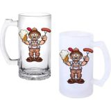 Ghostbastır Design Sosis Kulplu Bira Bardağı Buzlu Veya Şeffaf Seçenekli 0216 - 1 Adet - 500 ml