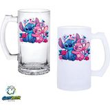 Ghostbastır Design Stitch Kulplu Bira Bardağı Buzlu Veya Şeffaf Seçenekli 0352 - 1 Adet - 500 ml