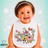 Ghostbastır Design Sünger Bob Keten Bebek Mama Önlüğü – Yumuşak, Emici, Yıkanabilir, Özel Tasarım P179 - Çok Renkli - 0+ Ay