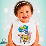 Ghostbastır Design Sünger Bob Keten Bebek Mama Önlüğü – Yumuşak, Emici, Yıkanabilir, Özel Tasarım P180 - Çok Renkli - 0+ Ay