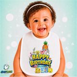 Ghostbastır Design Sünger Bob Keten Bebek Mama Önlüğü – Yumuşak, Emici, Yıkanabilir, Özel Tasarım P181 - Çok Renkli - 0+ Ay