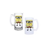 Ghostbastır Design Sünger Bob Kulplu Bira Bardağı Buzlu Veya Şeffaf Seçenekli 0220