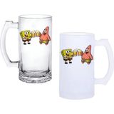Ghostbastır Design Sünger Bob Kulplu Bira Bardağı Buzlu Veya Şeffaf Seçenekli 0221 - 1 Adet - 500 ml