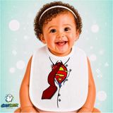 Ghostbastır Design Süperman Keten Bebek Mama Önlüğü – Yumuşak, Emici, Yıkanabilir, Özel Tasarım P183 - Çok Renkli - 0+ Ay