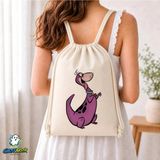 Ghostbastır Design Taş Devri Dino Büzgülü Keten Çanta C326 - Bej