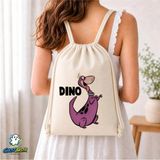 Ghostbastır Design Taş Devri Dino Büzgülü Keten Çanta C327 - Bej