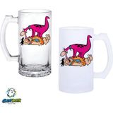 Ghostbastır Design Taş Devri Kulplu Bira Bardağı Buzlu Veya Şeffaf Seçenekli 0357 - 1 Adet - 500 ml