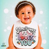 Ghostbastır Design Tavşanlı Keten Bebek Mama Önlüğü – Yumuşak, Emici, Yıkanabilir, Özel Tasarım P193 - Çok Renkli - 0+ Ay
