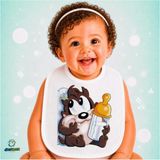 Ghostbastır Design Tazmanya Canavarı Keten Bebek Mama Önlüğü – Yumuşak, Emici, Yıkanabilir, Özel Tasarım P194 - Çok Renkli - 0+ Ay