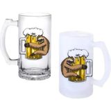 Ghostbastır Design Tembel Hayvan Kulplu Bira Bardağı Buzlu Veya Şeffaf Seçenekli 0227 - 500 ml