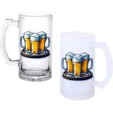 Ghostbastır Design Tepside Biralar Kulplu Bira Bardağı Buzlu Veya Şeffaf Seçenekli 0229 - 500 ml