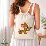 Ghostbastır Design Tom ve Jerry Büzgülü Keten Çanta C344 - Bej