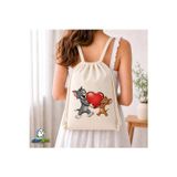 Ghostbastır Design Tom ve Jerry Büzgülü Keten Çanta C345