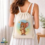 Ghostbastır Design Tom ve Jerry Büzgülü Keten Çanta C346 - Bej