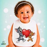 Ghostbastır Design Tom ve Jerry Keten Bebek Mama Önlüğü – Yumuşak, Emici, Yıkanabilir, Özel Tasarım P197 - Çok Renkli - 0+ Ay