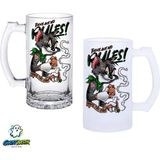 Ghostbastır Design Tom ve Jerry Kulplu Bira Bardağı Buzlu Veya Şeffaf Seçenekli 0361 - 1 Adet - 500 ml