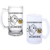 Ghostbastır Design Tövbekar Balık Kulplu Bira Bardağı Buzlu Veya Şeffaf Seçenekli 0236 - 500 ml