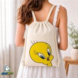 Ghostbastır Design Tweety Büzgülü Keten Çanta C356 - Bej