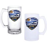 Ghostbastır Design Uruguay Dünya Kupası Kulplu Bira Bardağı Buzlu Veya Şeffaf Seçenekli 0242 - 500 ml