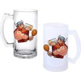Ghostbastır Design Vikingler Kulplu Bira Bardağı Buzlu Veya Şeffaf Seçenekli 0243 - 1 Adet - 500 ml