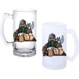 Ghostbastır Design Vikingler Kulplu Bira Bardağı Buzlu Veya Şeffaf Seçenekli 0244 - 1 Adet - 500 ml