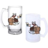 Ghostbastır Design Vikingler Kulplu Bira Bardağı Buzlu Veya Şeffaf Seçenekli 0245 - 500 ml