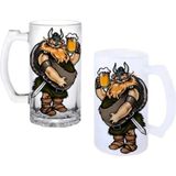 Ghostbastır Design Vikingler Kulplu Bira Bardağı Buzlu Veya Şeffaf Seçenekli 0246 - 1 Adet - 500 ml