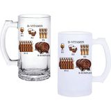 Ghostbastır Design Vitamin Çeşitleri Kulplu Bira Bardağı Buzlu Veya Şeffaf Seçenekli 0250 - 1 Adet - 500 ml