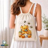 Ghostbastır Design Winnie The Pooh Büzgülü Keten Çanta C369 - Bej