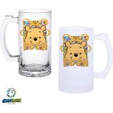 Ghostbastır Design Winnie The Pooh Kulplu Bira Bardağı Buzlu Veya Şeffaf Seçenekli 0363 - 500 ml