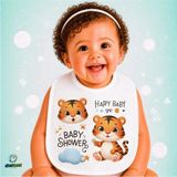 Ghostbastır Design Yavru Kaplan Keten Bebek Mama Önlüğü – Yumuşak, Emici, Yıkanabilir, Özel Tasarım P209 - Çok Renkli - 0+ Ay