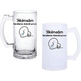Ghostbastır Design Yıkılmadım Kulplu Bira Bardağı Buzlu Veya Şeffaf Seçenekli 0251 - 1 Adet - 500 ml