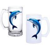 Ghostbastır Design Yunus Balıklı Kulplu Bira Bardağı Buzlu Veya Şeffaf Seçenekli 0252 - 500 ml