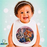 Ghostbastır Design Zootropolis Keten Bebek Mama Önlüğü – Yumuşak, Emici, Yıkanabilir, Özel Tasarım P212 - Çok Renkli - 0+ Ay
