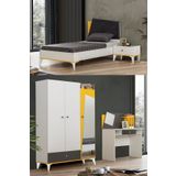 Giallo Genç Odası - 3 Kapılı Dolap, Karyola, Komodin, Masa