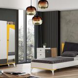 Giallo Genç Odası - 3 Kapılı Dolap, Karyola, Komodin, Şifonyer