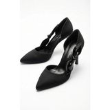 Giamgia Store Kadın Saten Fiyonklu Sivri Burun 9 cm Ince Topuklu Stiletto Abiye Ayakkabı - Siyah