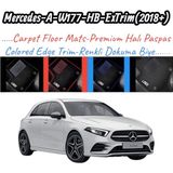 Gian Fabio Falleri Lacasa Mercedes A-W177-HB-EXTRIM(2019 ve Sonrası)Uyumlu Renkli Kenar-Silikon Topukluklu Velur Halı Paspas - Siyah