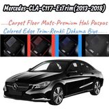 Gian Fabio Falleri Lacasa Mercedes CLA-C117-EXTRIM(2013-2018)UYUMLU Renkli Kenar-Silikon Topukluklu Velur Halı Paspas - Siyah